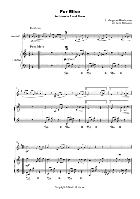 Fur Elise For Solo Horn In F And Piano Page 2