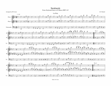 G F Handel La Folia Arranged For 2 Flutes Cello Page 2