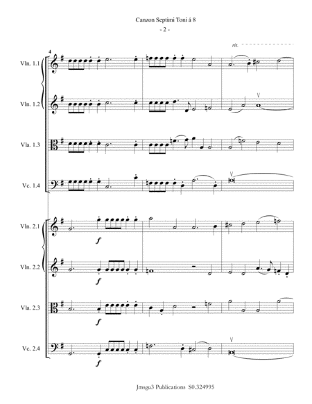 Gabrieli Canzon Septimi Toni Ch 172 For Double String Quartet Page 2