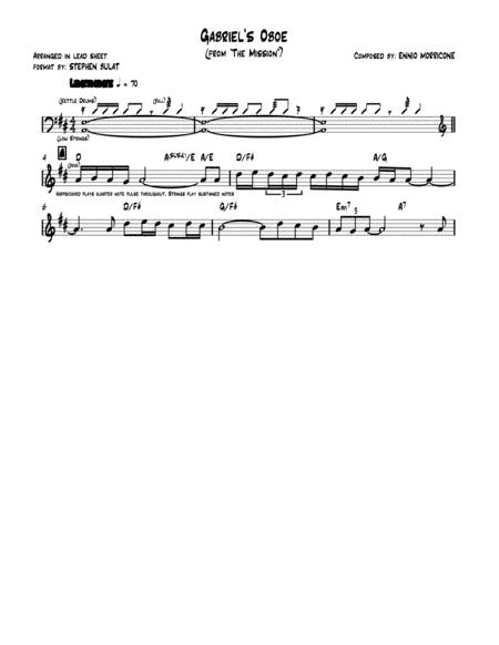 Gabriels Oboe From The Mission Ennio Morricone Lead Sheet In Original Key Of D Page 2