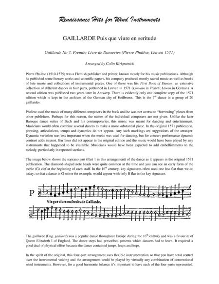 Gaillarde Puis Que Viure First Book Of Dances Pierre Phalse 1571 For Wind Instruments Page 2