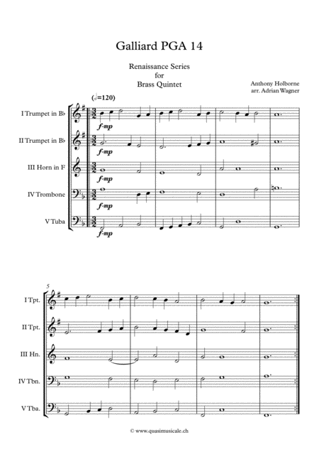 Galliard Pga 14 Anthony Holborne Brass Quintet Arr Adrian Wagner Page 2