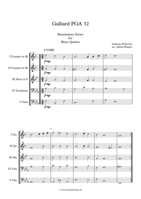 Galliard Pga 32 Anthony Holborne Brass Quintet Arr Adrian Wagner Page 2