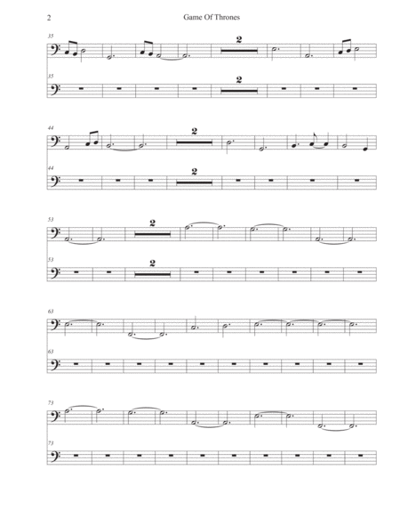 Game Of Thrones Easy Key Of C Tuba Page 2