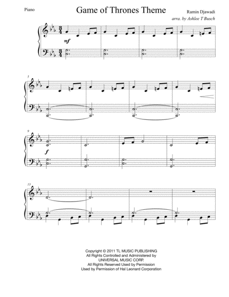 Game Of Thrones For Piano Page 2