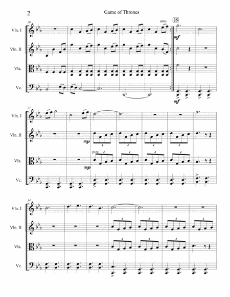 Game Of Thrones Theme Song String Quartet Page 2