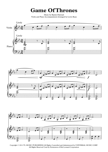 Game Of Thrones Violin And Piano Page 2