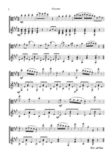 Gavotte For Viola And Guitar Page 2