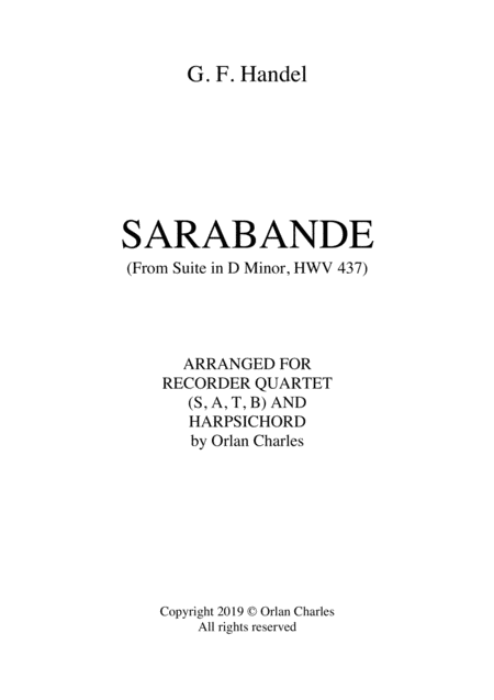 George Friderich Handel Sarabande From Suite In D Minor Hwv 437 Page 2