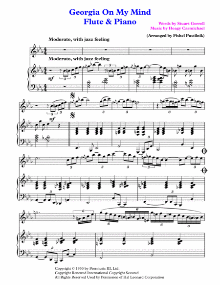 Georgia On My Mind For Flute And Piano Jazz Pop Version With Improvisation Page 2
