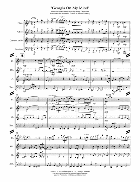 Georgia On My Mind For Woodwind Quartet Page 2