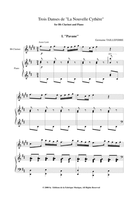 Germaine Tailleferre Trois Danses De La Nouvelle Cythre For Bb Clarinet And Piano Page 2