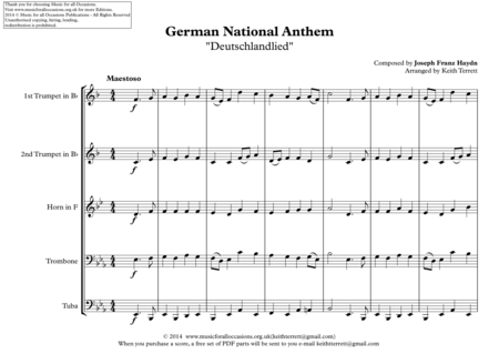 German National Anthem Deutschlandlied For Brass Quintet Page 2