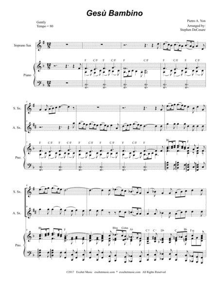 Gesu Bambino Duet For Soprano And Alto Saxophone Page 2