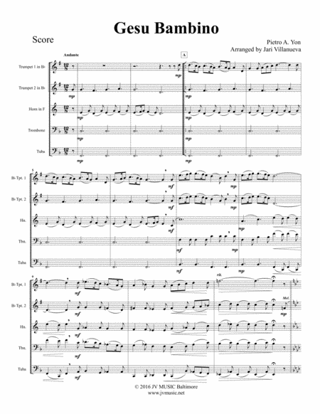 Gesu Bambino The Infant Jesus For Brass Quintet Page 2