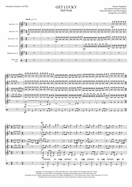 Get Lucky By Daft Punk Whit A Touch Of Pentatonix Saxophone Quintet Aattb And Opt Drums Page 2