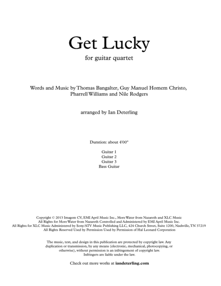 Get Lucky For Guitar Quartet Page 2