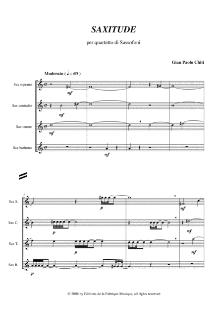 Gian Paolo Chiti Saxitude For Satb Saxophone Quartet Page 2