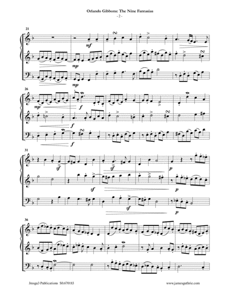 Gibbons The Nine Fantasias For Violin Duo Cello Page 2