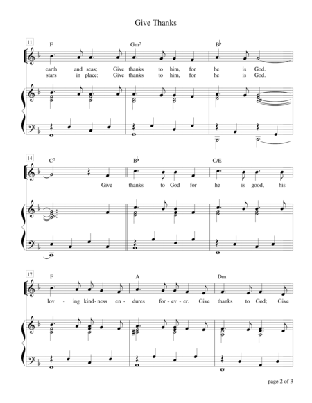 Give Thanks Psalm 136 For Unison Choir Page 2