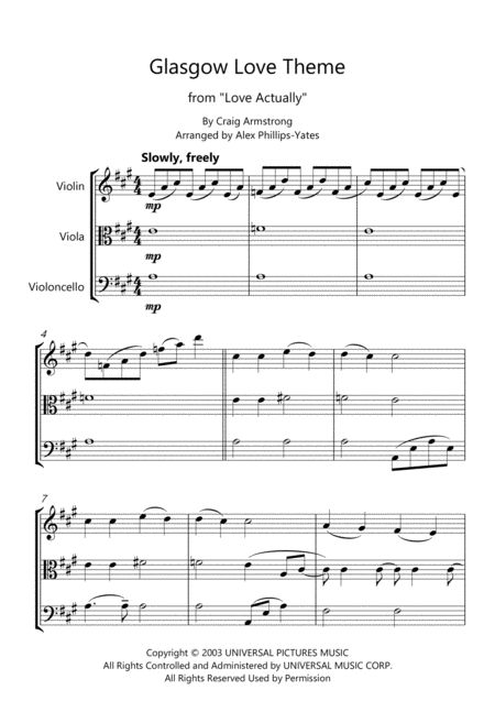 Glasgow Love Theme From Love Actually String Trio Page 2