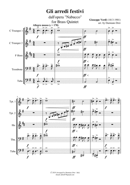 Gli Arredi Festivi From Nabucco For Brass Quintet Page 2