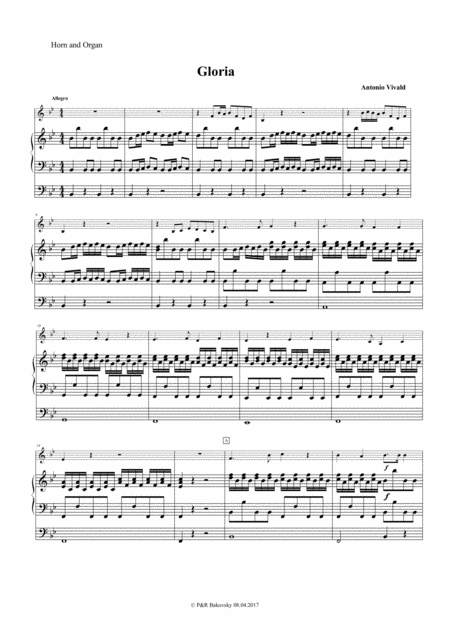 Gloria In Excelsis By A Vivaldi R V 589 Organ Solo And Optional Horn In F Page 2