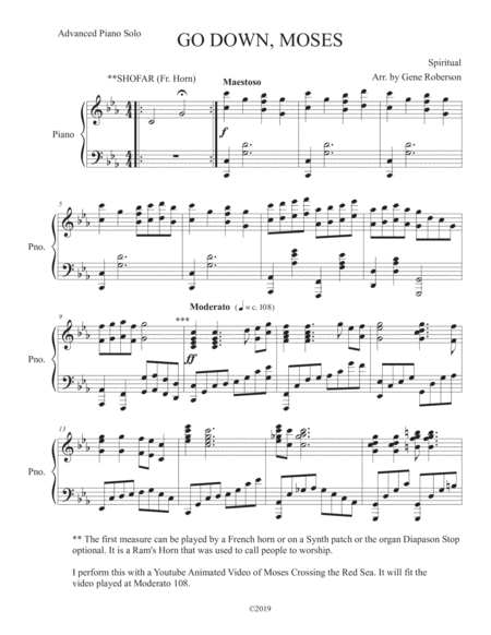 Go Down Moses Advanced Piano Solo Page 2