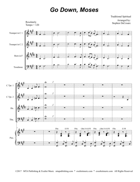 Go Down Moses For Brass Quartet Page 2