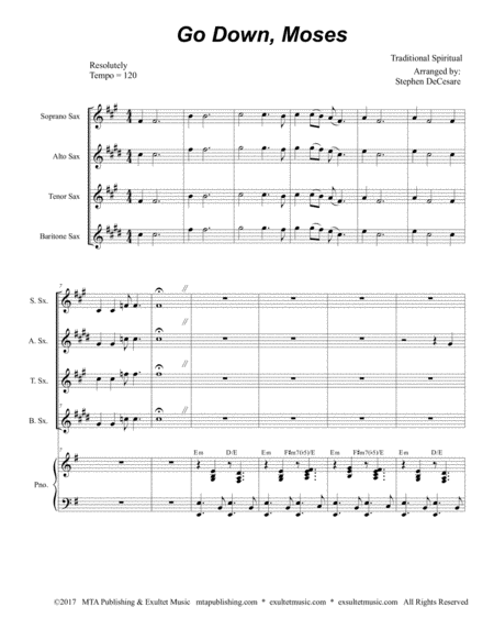 Go Down Moses For Saxophone Quartet Page 2