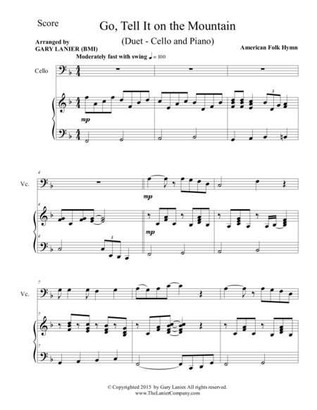 Go Tell It On The Mountain Duet Cello And Piano Score And Parts Page 2