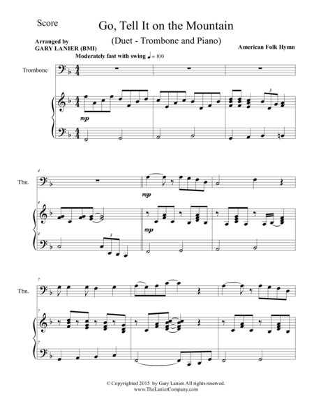 Go Tell It On The Mountain Duet Trombone And Piano Score And Parts Page 2