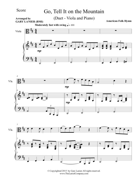 Go Tell It On The Mountain Duet Viola And Piano Score And Parts Page 2