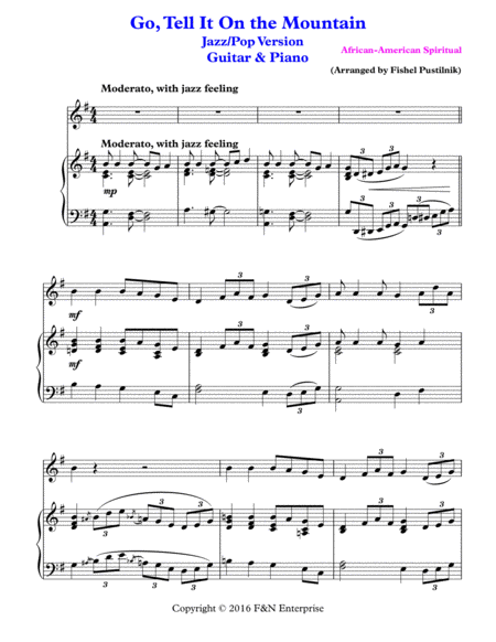 Go Tell It On The Mountain For Guitar And Piano Page 2