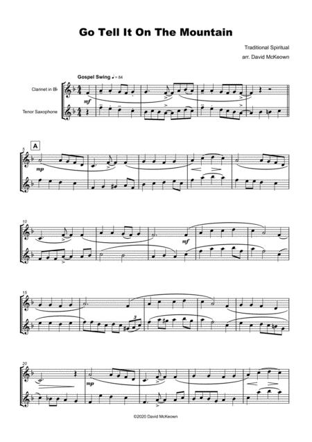 Go Tell It On The Mountain Gospel Song For Clarinet And Tenor Saxophone Duet Page 2