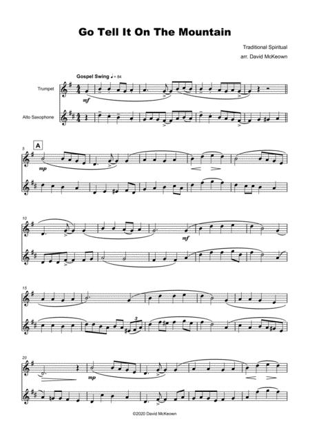 Go Tell It On The Mountain Gospel Song For Trumpet And Alto Saxophone Duet Page 2