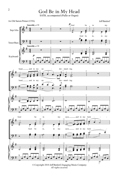 God Be In My Head Satb With Piano Or Organ Page 2