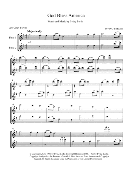 God Bless America For Flute Duet Page 2