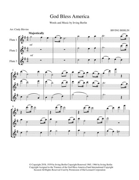 God Bless America For Flute Trio Page 2