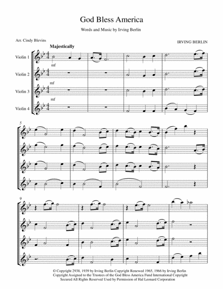 God Bless America For Violin Quartet Page 2