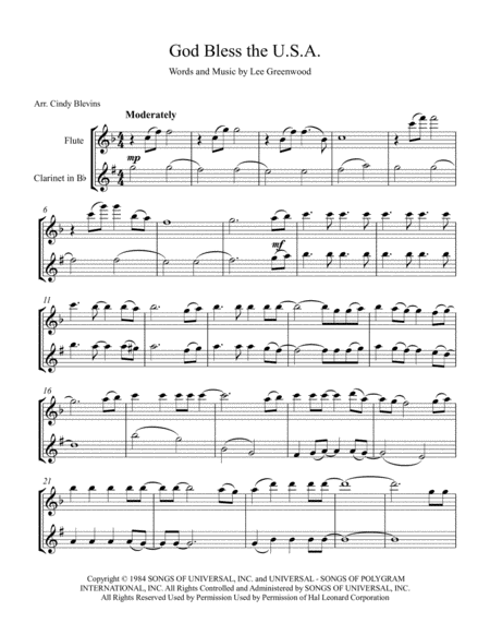 God Bless The Us A Arranged For Flute And Bb Clarinet Page 2