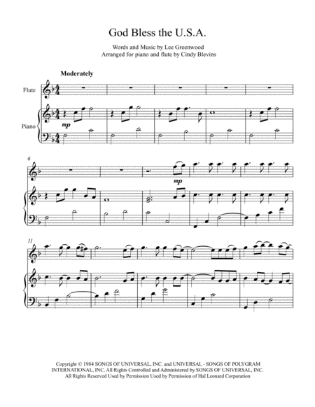 God Bless The Us A Arranged For Piano And Flute Page 2