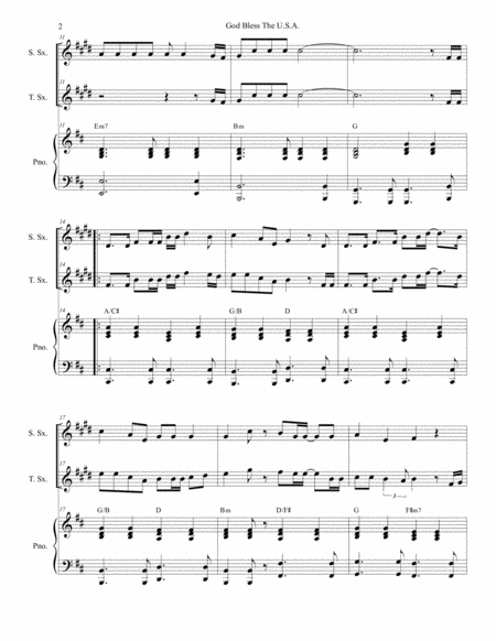 God Bless The Us A Duet For Soprano And Tenor Saxophone Page 2