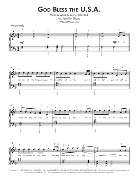 God Bless The Us A Easy Piano Page 2