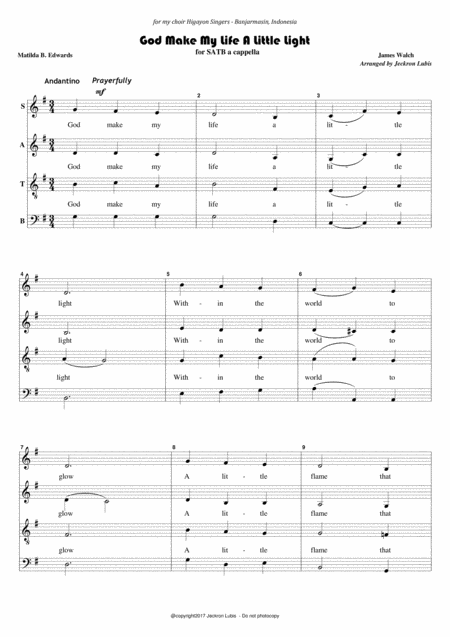 God Make My Life A Little Light For Satb Choir A Cappella Page 2