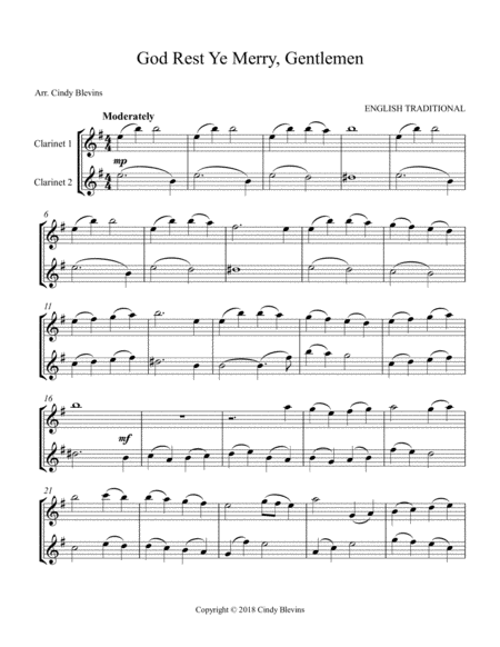 God Rest Ye Merry Gentlemen For Clarinet Duet Page 2