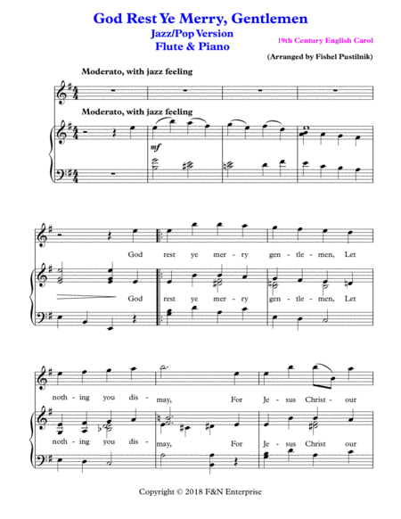 God Rest Ye Merry Gentlemen For Flute And Piano Jazz Pop Version Page 2