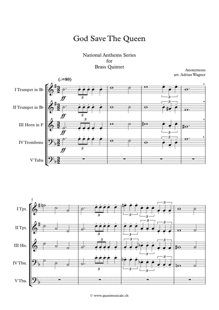 God Save The Queen National Anthem Of The United Kingdom Brass Quintet Arr Adrian Wagner Page 2