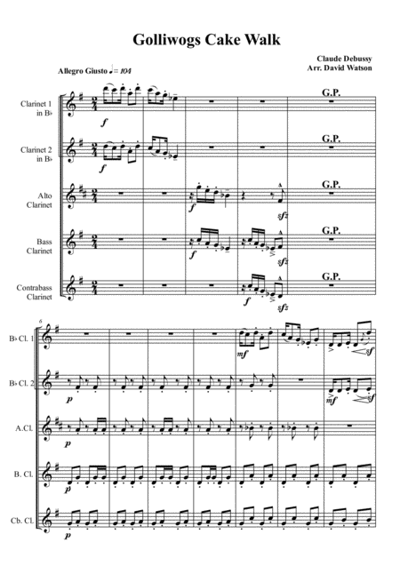 Gollywogs Cake Walk For Clarinet Quintet Page 2