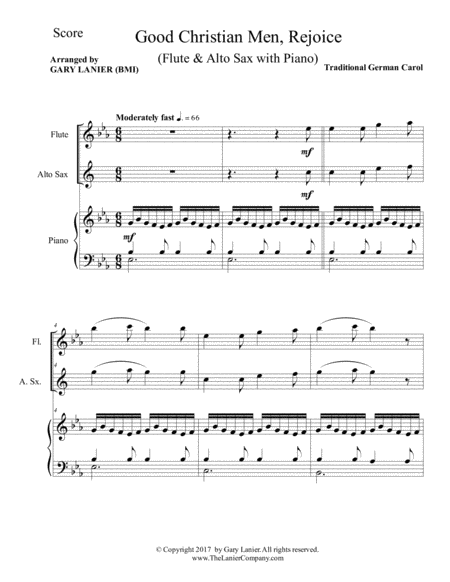 Good Christian Men Rejoice Flute Alto Sax With Piano Score Part Page 2